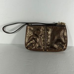 Michael Kors bronze Leather Wristlet.
